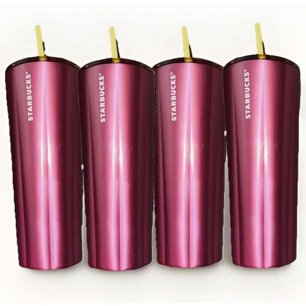 NEW Lot Of 4 Starbucks Summer 2023 Stainless‎ Steel 24 Oz Petunia Pink Cold Cup